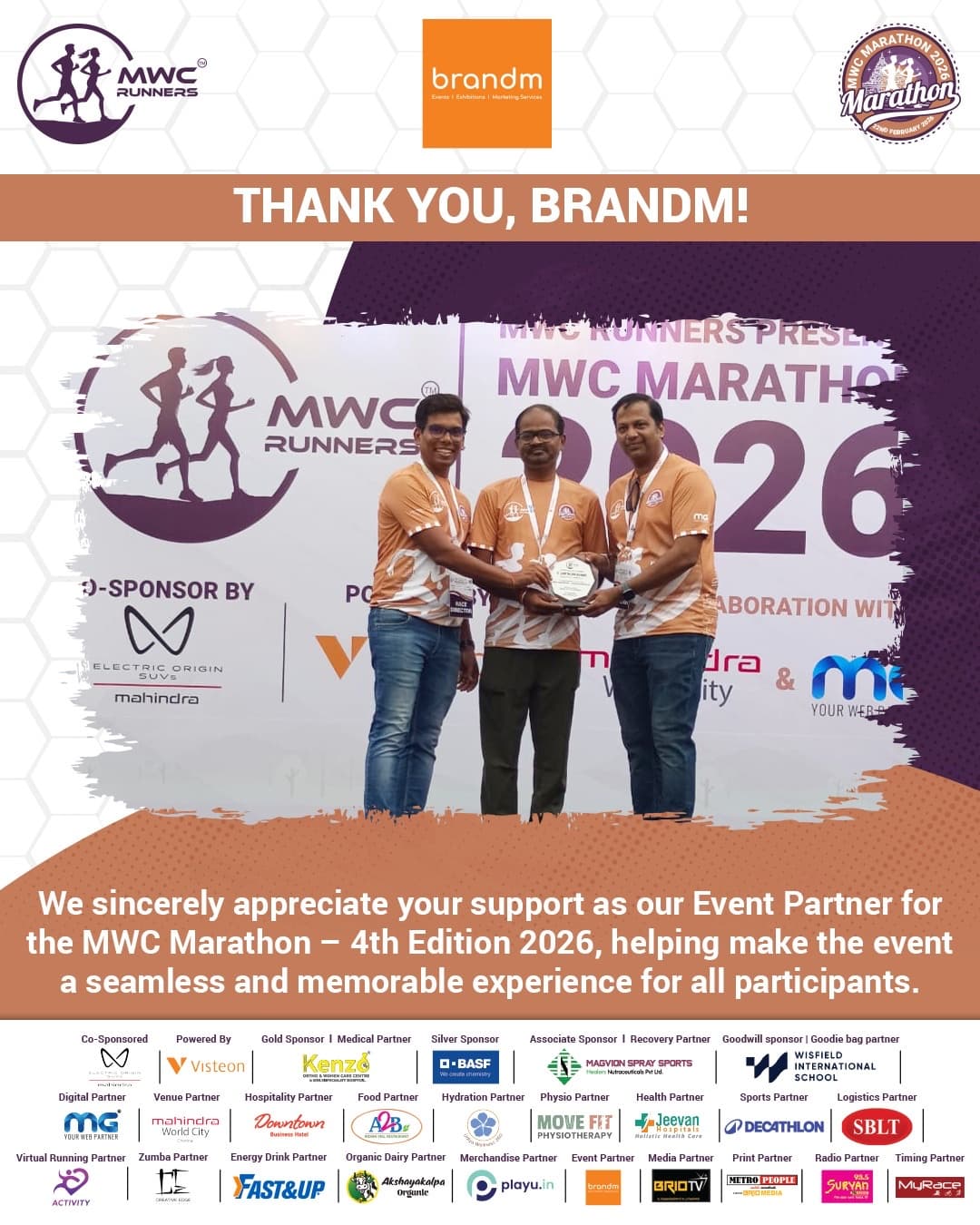 Thank-you creative from MWC Runners Club for MWC Marathon 4th Edition 2026